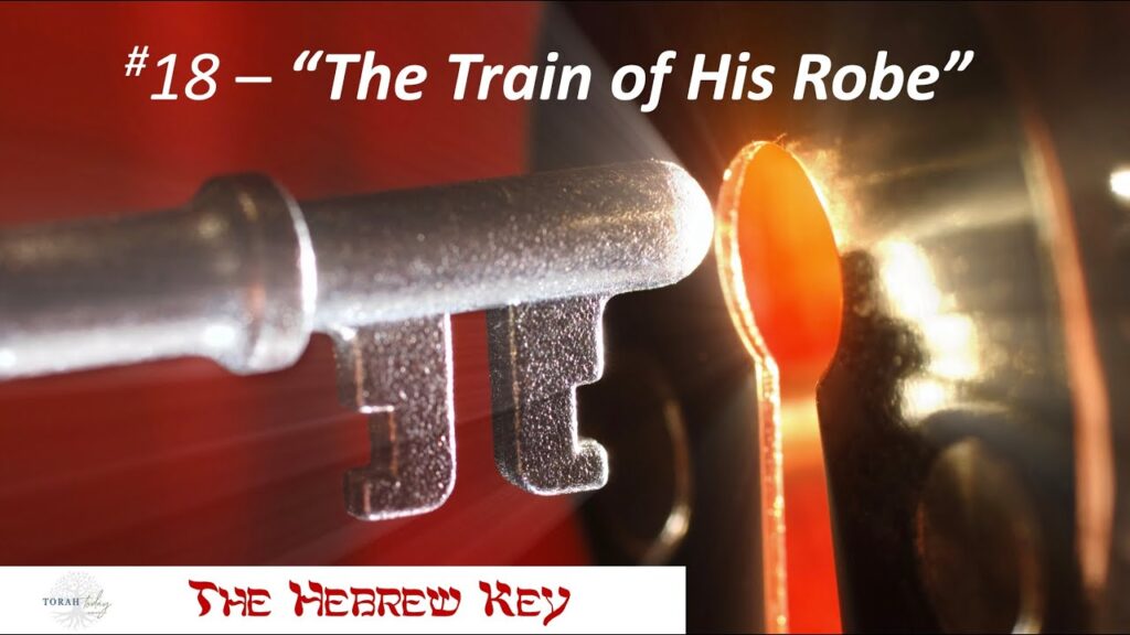 title - the hebrew key #18 The Train of His Robe. image of key going to door